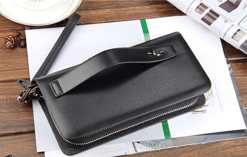 Multifunctional PU Leather Zipper Safety Rope Card Bag Clutch Long Purse Wallet Handbag Phone Bag