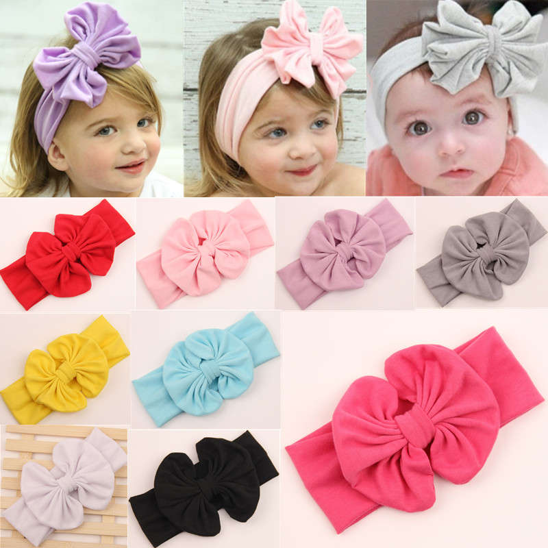 Girls Kids Baby Toddler Bowknot Bow Headband Soft Elastic Sweet Hair Wear Wrap Turban Accessories