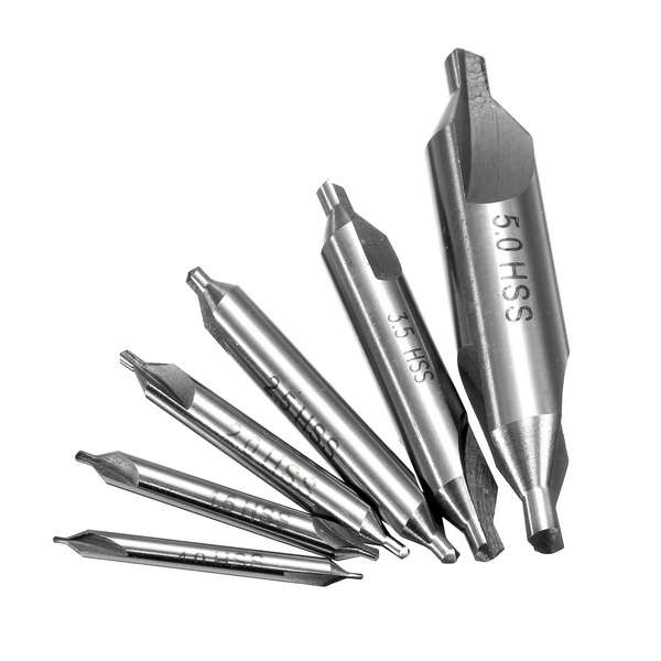 6pcs 5/3/2.5/2/1.5/1mm 60 Degree HSS Center Drills Bit Countersink Drill