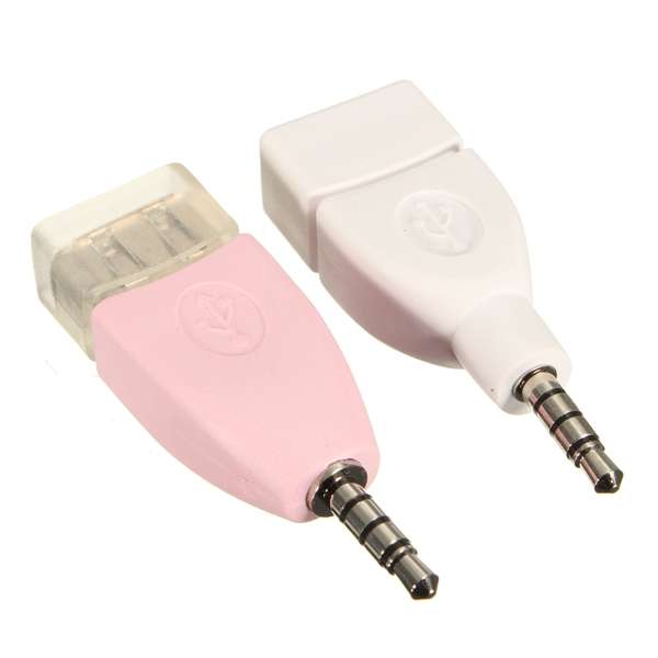 Car Male AUX Audio Plug Jack to USB 2.0 Female Converter Adapter 3.5mm