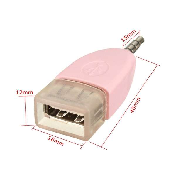 Car Male AUX Audio Plug Jack to USB 2.0 Female Converter Adapter 3.5mm