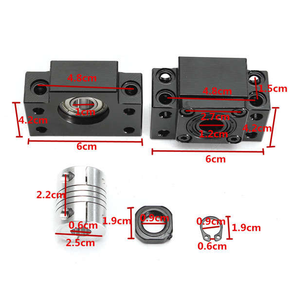 SFU1605 BK12 BF12 Ball Screw Supports with Coupler and Lock Nut Clasped