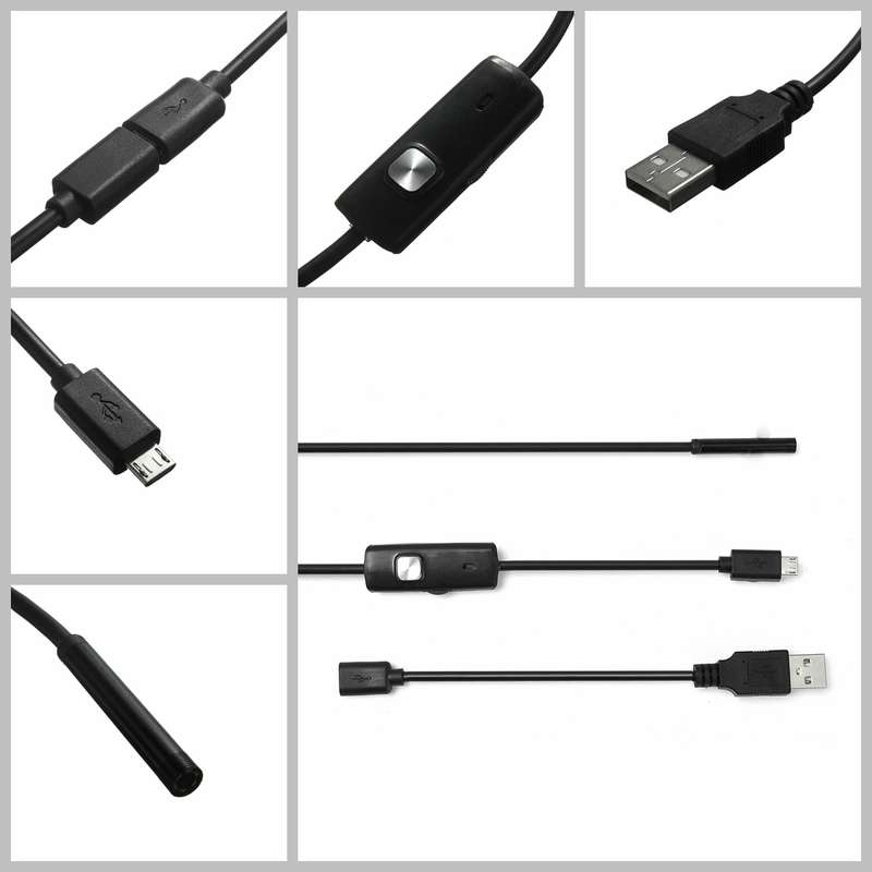 Waterproof 5.5/7mm 6 LED Lens 5m 1.3MP Endoscope USB Camera Borescope For Android Smartphone Laptop