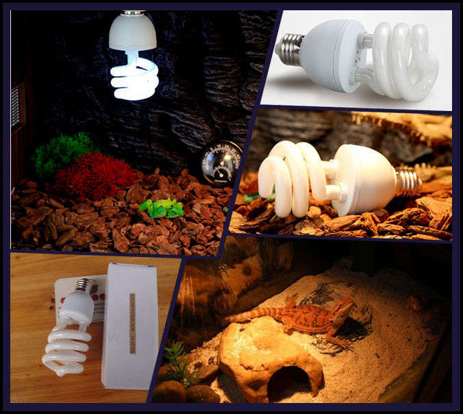 220V UVB Reptile Lamp Calcium White Ceramic Emitter Fluorescent Light Heated Breeding Vivarium Lamp 
