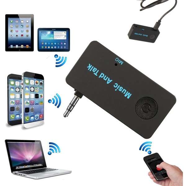 Wireless Bluetooth 3.5mm Fold Jack AUX Audio Stereo Music Receive Adapter Mic