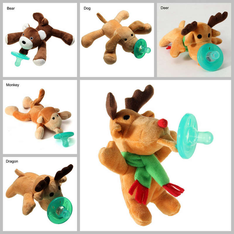 Animal Baby Nipples Silicone Pacifiers With Cuddly Plush Infant Boy Girl