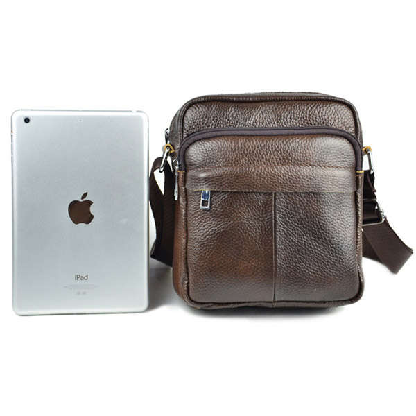 Men Cowhide Genuine Leather Business Casual Messenger Crossbody Bag