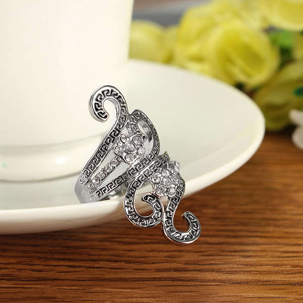 Hollow Finger Ring, Vintage Punk Rhinestone Ring