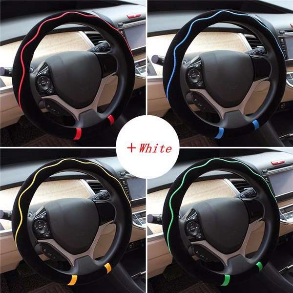 Soft Car Steering Wheel Cover Fluctuwave Plush Grip for Autumn Winter 38CM   