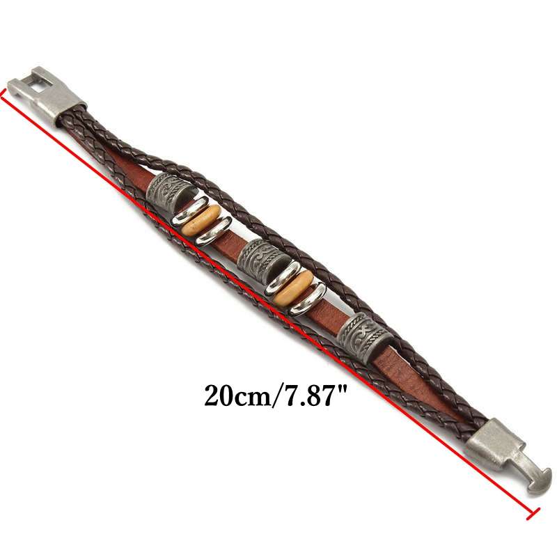 Men Women Brown Punk Bracelet Vintage Leather Bangle Wrist