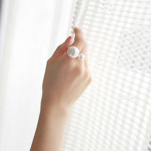 Double Pearl Finger Ring, U Shape Opening Ring