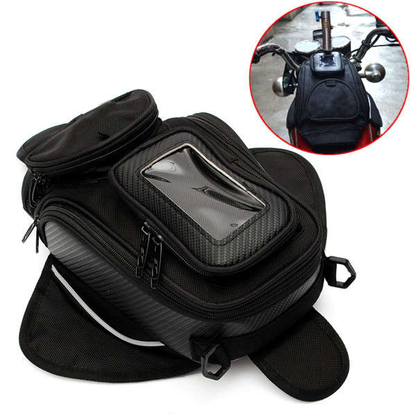 Motorcycle Oil Fuel Tank Bag Waterproof Magnetic Multi Layer Black Universal 38¿25cm