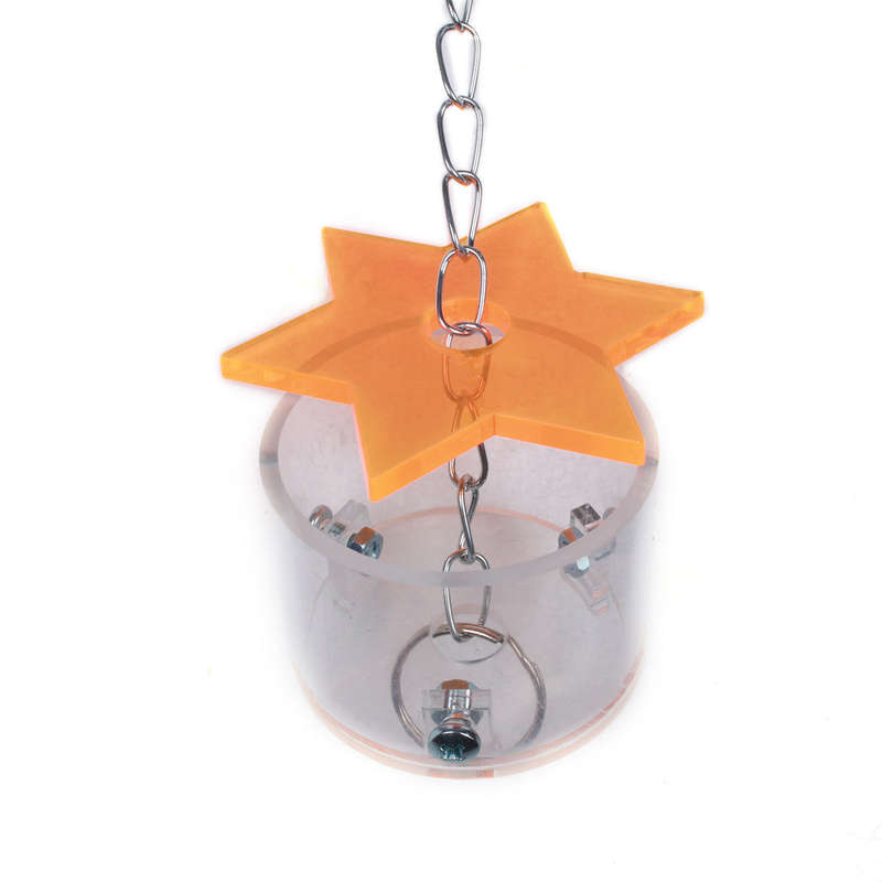 Bird Feeding Box Parrot Pet Bird Hex Star Acrylic Foraging Feeder Box Hanging Cage Swing Chew Toys