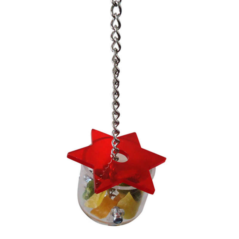 Bird Feeding Box Parrot Pet Bird Hex Star Acrylic Foraging Feeder Box Hanging Cage Swing Chew Toys