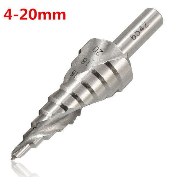 4-12/20/32mm HSS Hex Shank Spiral Groove Step Cone Drill