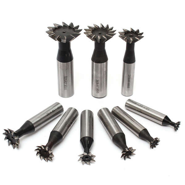 45 Degree 10-35mm HSS Dovetail Cutter Straight Shank End Mill Cutter Machinery Tool