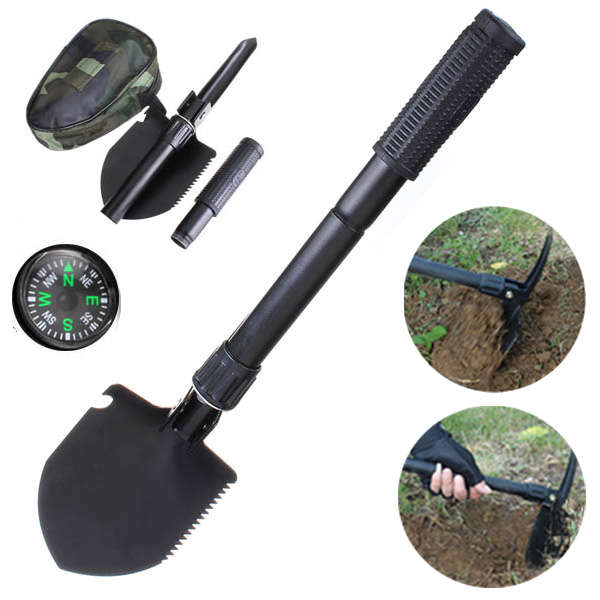 Gardening Multifunction Folding Shovel Spade Outdoor Camping Survival Tools with Compass