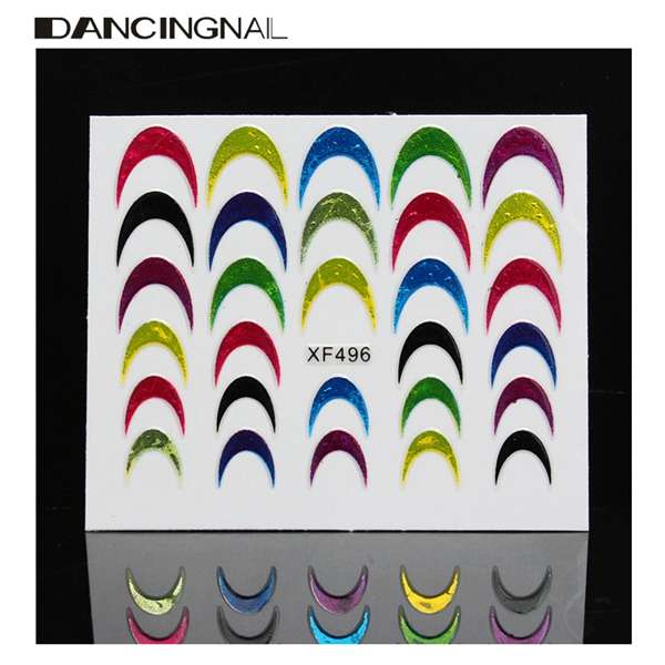 Multi Colored Glitter Shiny French Tip Nail Art Sticker Manicure Decal Decoration
