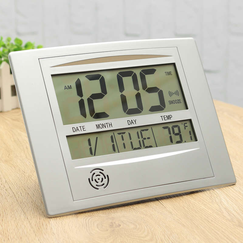 Self Setting Digital LCD Calendar Wall Clock Indoor Thermometer Home Decoration