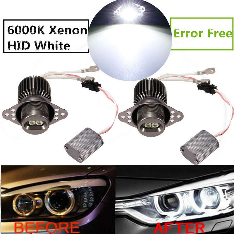 Pair 20W LED Angel Eye Halo Ring Light Side Marker Bulb Error Free For BMW E90 E91
