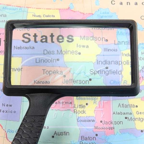 4X Large Reading Map Aid Rectangular Handheld Magnifying Glass Lens Lense