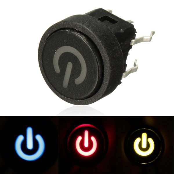 Power Symbol Momentary Latching Switch LED Light Push Button SPST