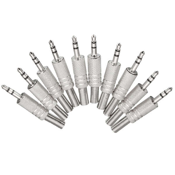 10Pcs 3.5mm 1/8' Stereo Male Audio TRS Plated Jack Plug Adapter Connector
