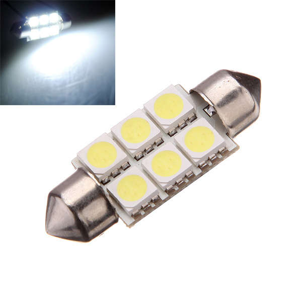 36mm 6 SMD 5050 C5W Car LED Festoon Dome Light Bulbs White