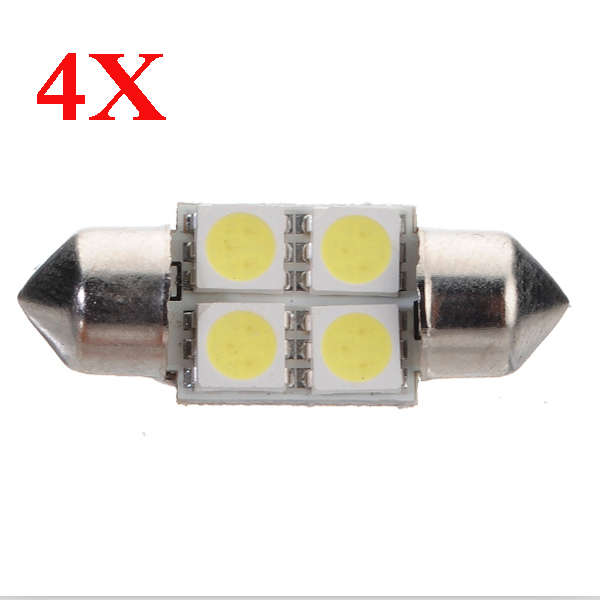 4X 4-SMD LED WHITE 31mm REAR DOME LIGHT BULBS 5050 SUPER BRIGHT