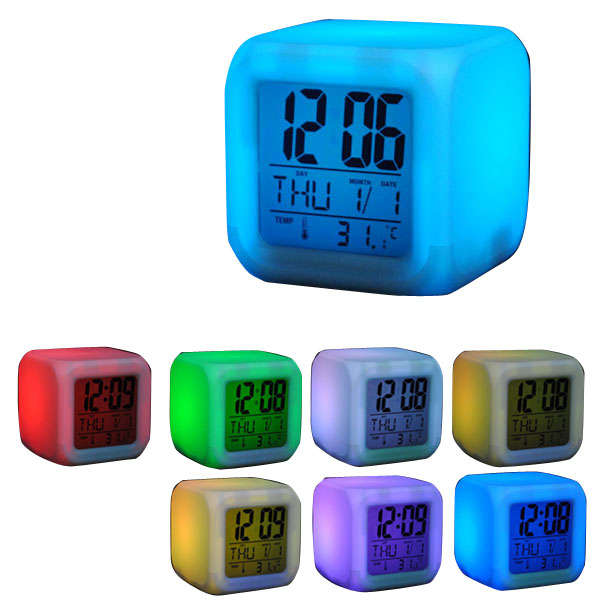 7 LED Color Change Digital Alarm Thermometer Clock New