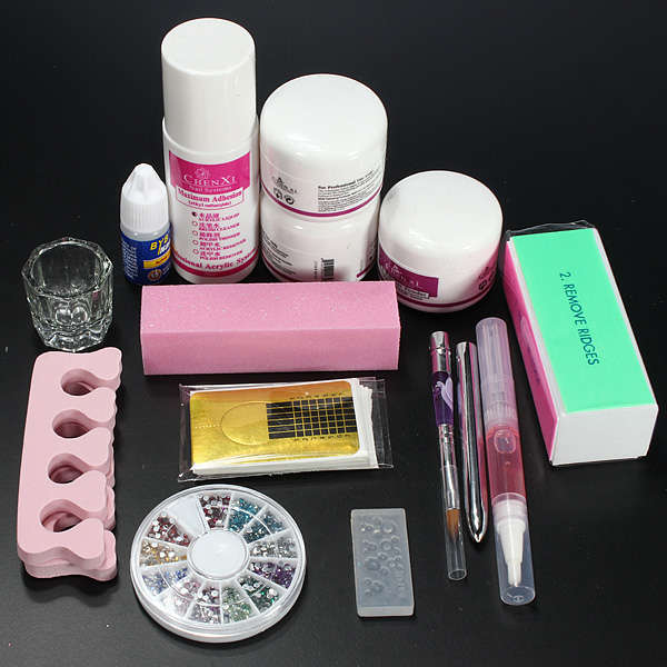 Pro Clipper Acrylic Powder Liquid Glitter Brush Nail Art Tool Set Kit