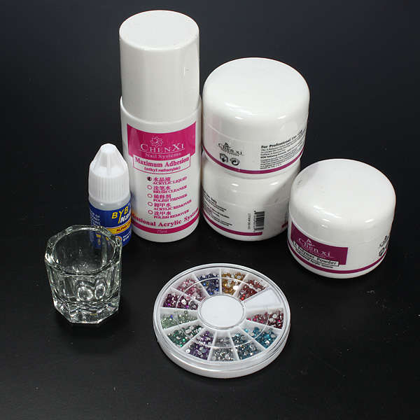 Pro Clipper Acrylic Powder Liquid Glitter Brush Glue Nail Art Tool Set Kit 
