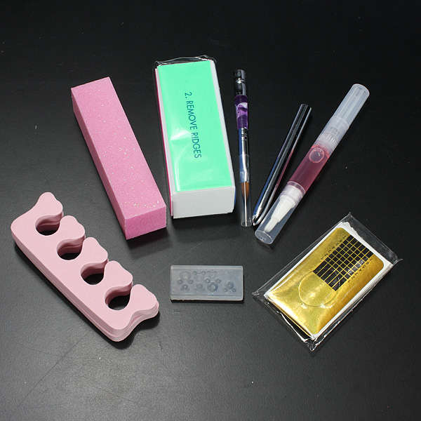 Pro Clipper Acrylic Powder Liquid Glitter Brush Glue Nail Art Tool Set Kit 