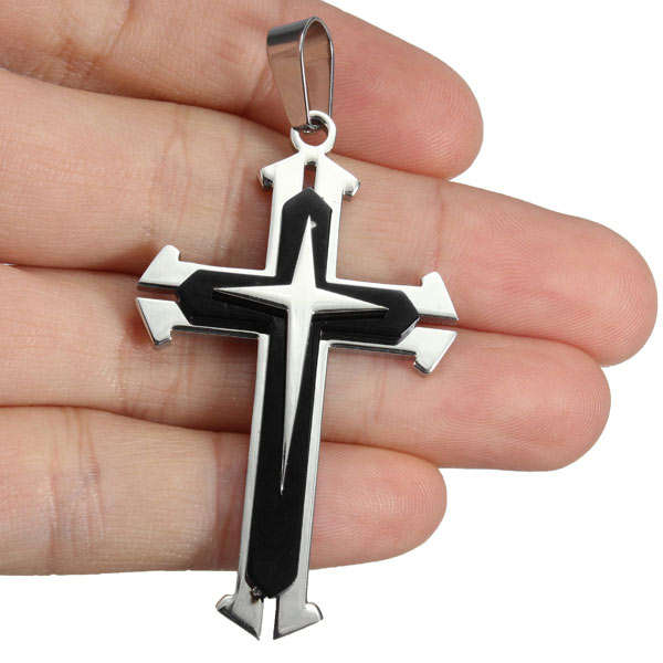 Mens Black Cross Pendant