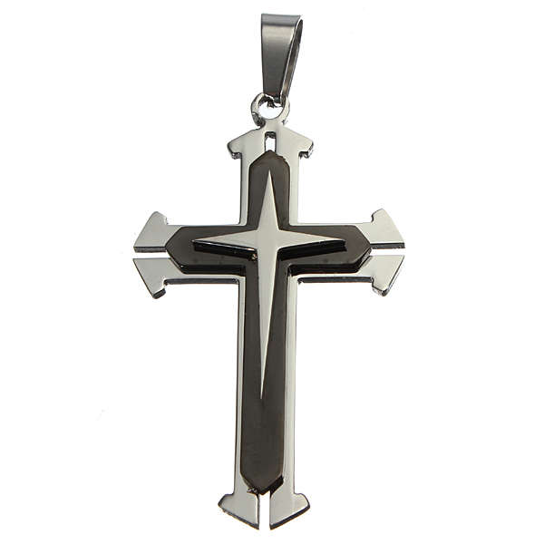 Mens Black Cross Pendant