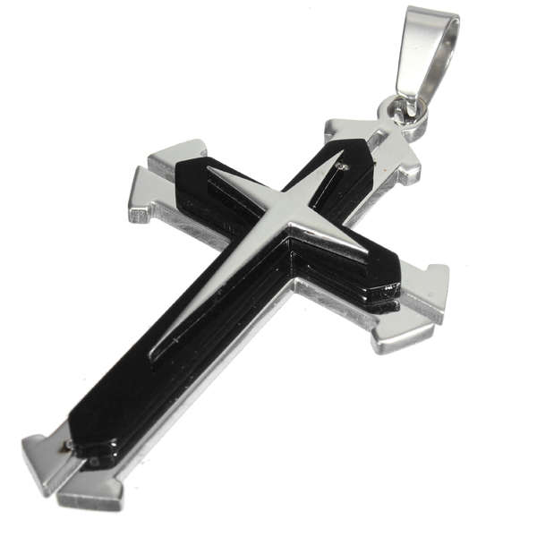 Mens Black Cross Pendant