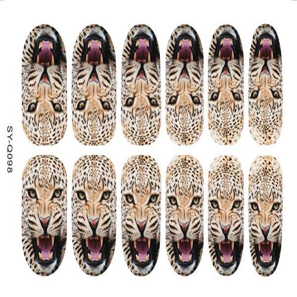 3D Nail Decals Leopard Tiger Cat Pattern Nail Art Animal Stickers