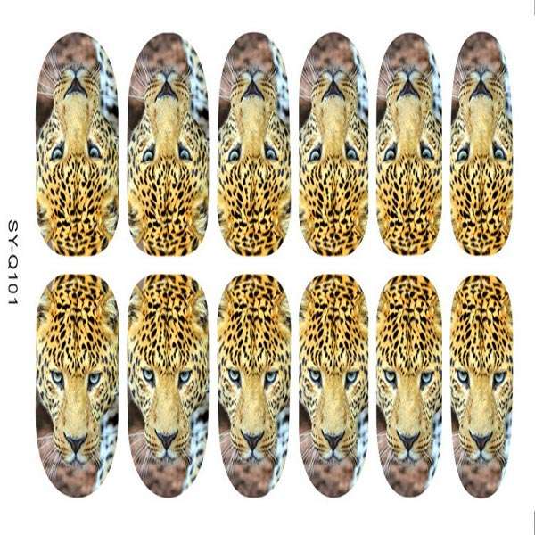 3D Nail Decals Leopard Tiger Cat Pattern Nail Art Animal Stickers