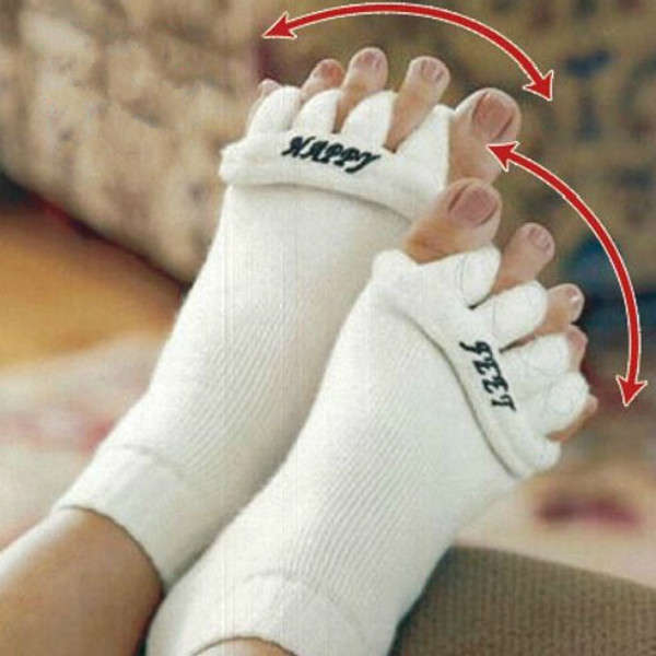 White Sleeping Massage Five Toe Socks Fingers Separator