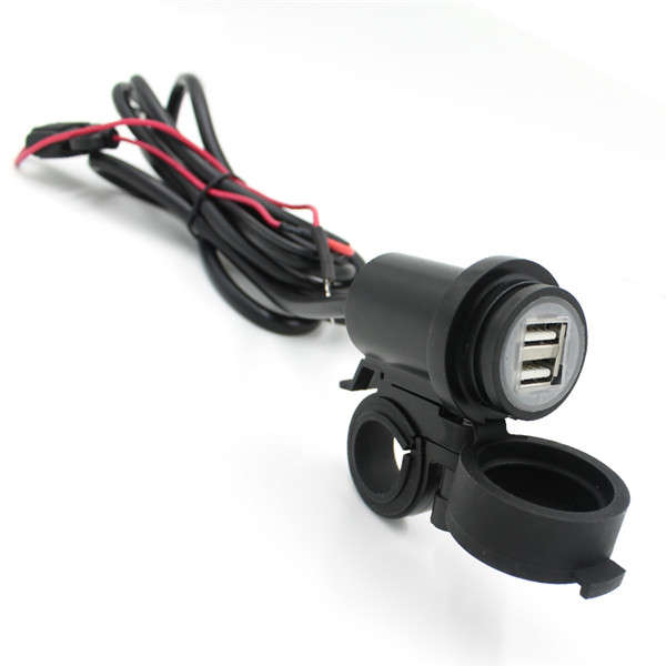 Motorcycle 12V-24V Waterproof USB Phone Charger Adapter Double USB2.1A