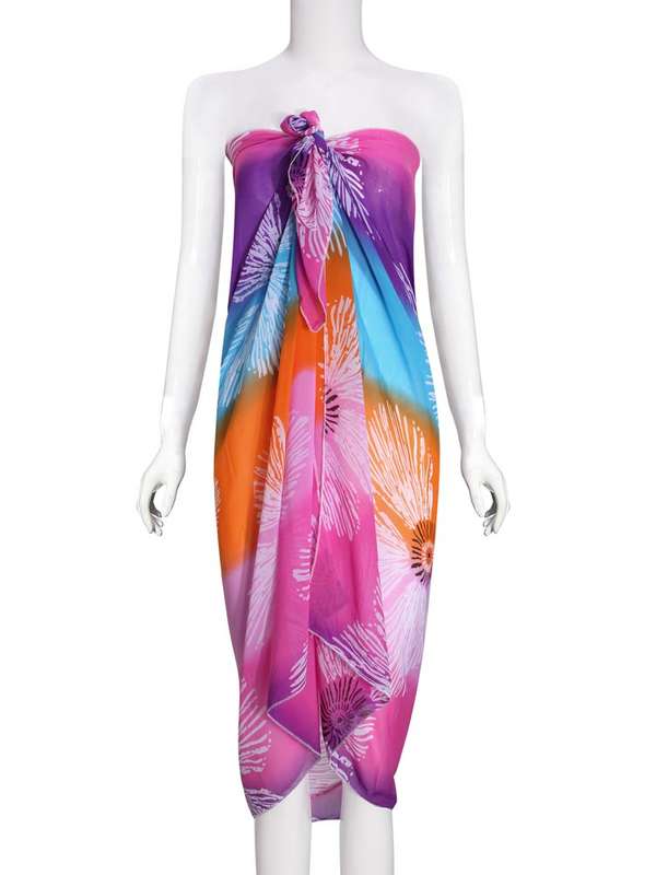 Printing Striped Flower Chiffon Beach Towel Beach Clothes