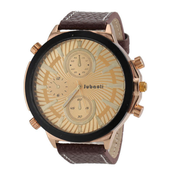 JUBAOLI 1198 Big Dial Leather Band Quartz Watch