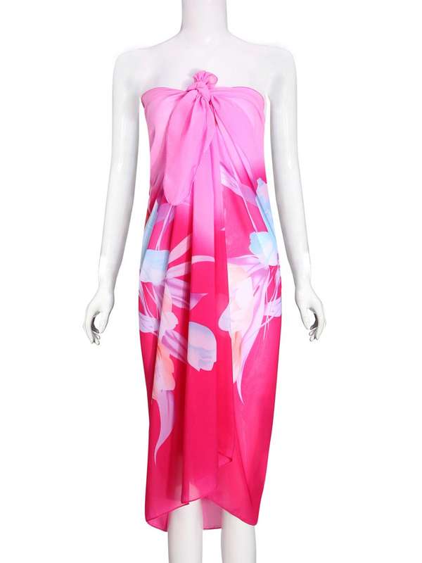 Printed Flowers Chiffon Red Blue Color Dress Beach Towels