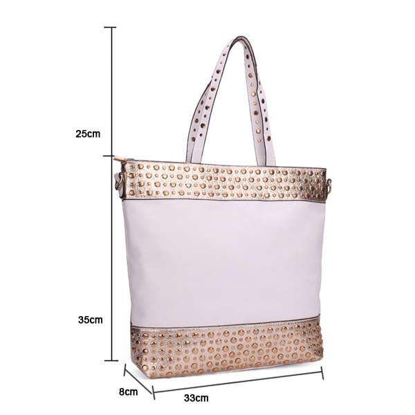 Fashion Women Simple Handbag Rivets Big Handbag Shoulder Bag