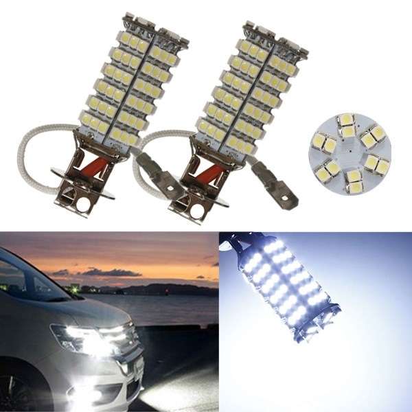 H3 120 SMD 3528 Car LED White Fog Light Headlight Lamp Bulbs