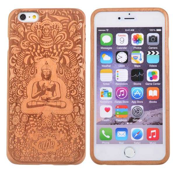 Genuine Wood Wooden Buddha Statue Case For iPhone 6 Plus