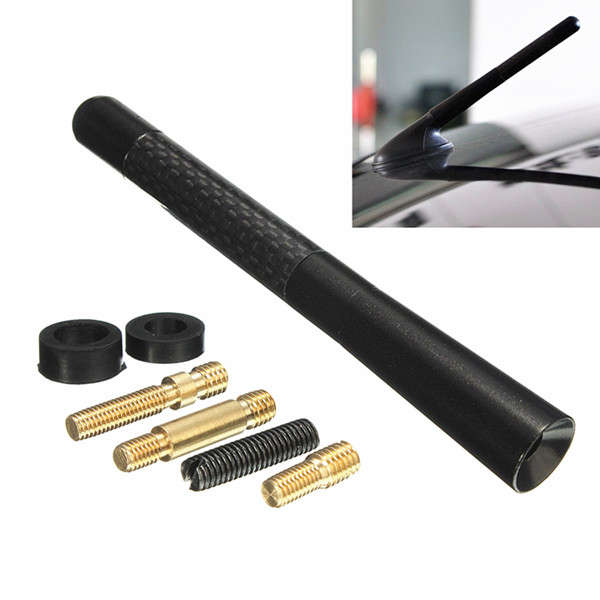 Universal Carbon Fiber Car AM/FM Radio Aerial Antenna+Screws 12cm *Free Shipping