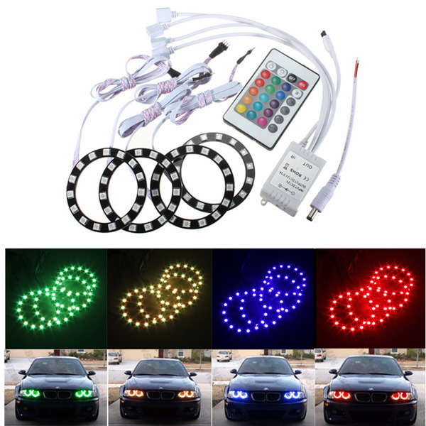 5050 15SMD 70mm RGB LED Halo Ring Angel Eyes Bulb Car Light with Remote