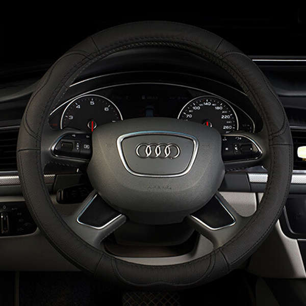 Beige Black Universal 38cm Leather Car Steering Wheel Cover : Perfect Timing