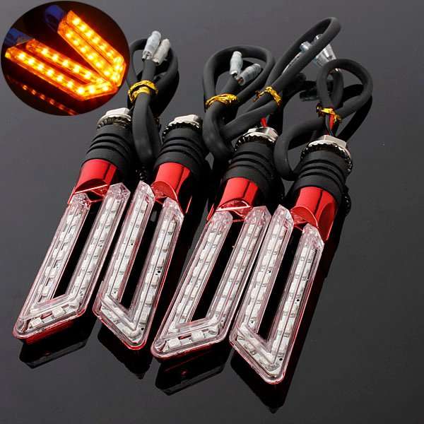 4pcs Red Universal Motorcycle Turn Signal Indicators Amber Light Lamp